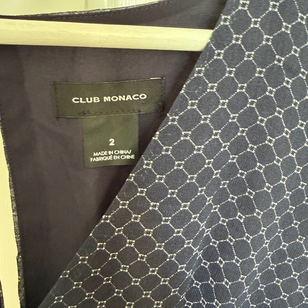 Club Monaco Navy Geometric Long Sleeve Dress - Picture 3 of 3